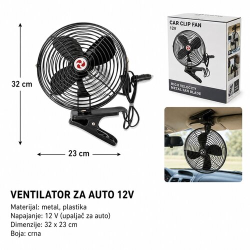 KMT Vetilator za auto, 12V , Crni Cene