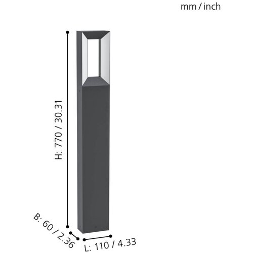 Eglo Riforano LED zunanja svetilka za pot (10 W, Do x &amp;Scaron; x V: 6 x 11 x 77 cm, Črna, IP44) Slike