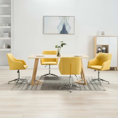 vidaXL Vrtljivi jedilni stoli 4 kosi rumeno blago