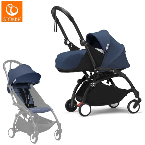 Stokke yoyo³ otroški voziček 2v1 newborn pack 0+ air france blue (black frame)