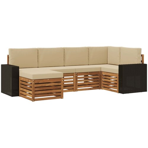 vidaXL Kotna sedežna garnitura z blazino 6 pcs Naravna in bež, (5000283470) Cene