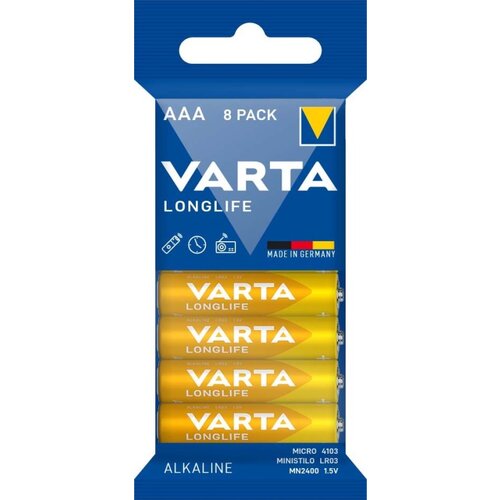 Varta Micro baterija (AAA) alkalno-manganova Longlife LR03 1.5 V 8 kosov, (20476101) Cene