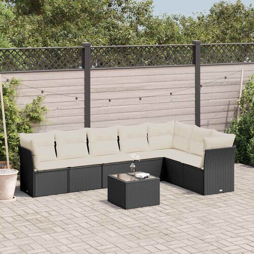  8-dijelni set vrtnih sofa od poliratana s jastucima crni Cijene