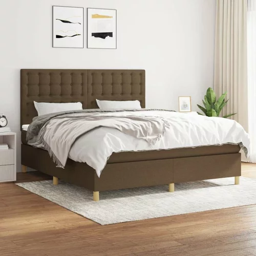  Box spring postelja z vzmetnico temno rjava 180x200 cm blago, (20900604)