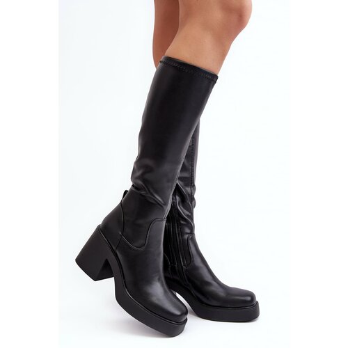 Kesi Women's Chunky High Heel Boots D&A Black Slike