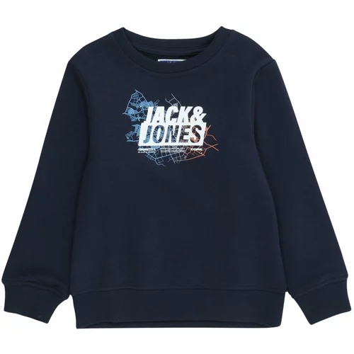 Jack & Jones Sweater majica 'MAP' mornarsko plava / svijetloplava / narančasta / bijela