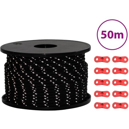vidaXL Uže za šator s reflektirajućim prugama i ključevima 50 m 5 mm Cijene