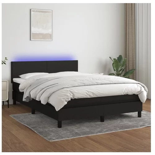 vidaXL Box spring postelja z vzmetnico LED crna 140x190 cm b
