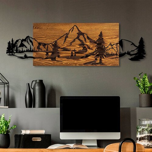 Wallity mountain range walnutblack decorative wooden wall accessory Slike