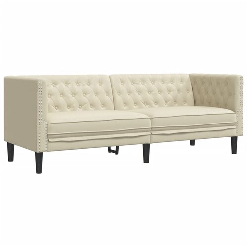 Maison Chic kavč - Sofa - Kanape trosed Chesterfield krem umetno usnje, (21726579) Cene