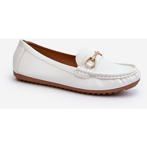 Kesi Women's Classic Loafers with Embellishment, White Ainslee Slike
