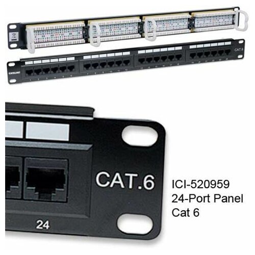 Intellinet LAN patch panel UTP Cat.6 24 porta 1U, 19, crni Cene