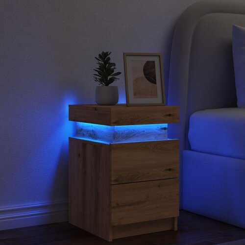 VidaXL Noćni ormarić s LED boja hrasta 35x39x55 cm konstruirano drvo Slike