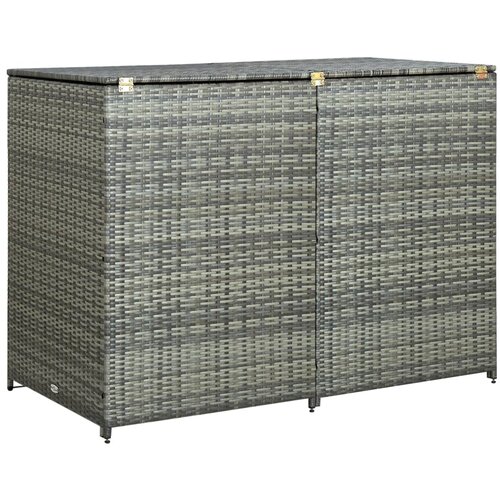VidaXL Dvojna lopa za smetnjake poli ratan antracitna 148x77x111 cm Slike