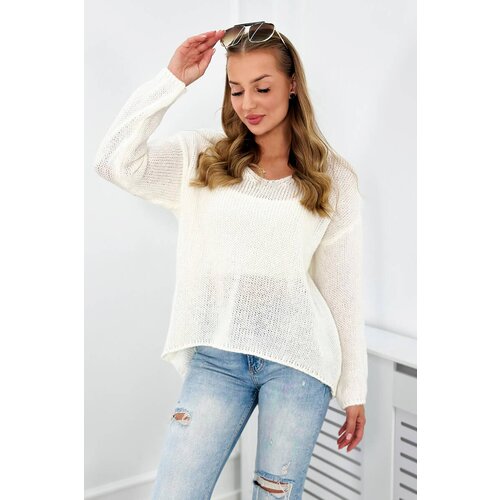 Kesi Sweater with mohair oversize ecru Slike