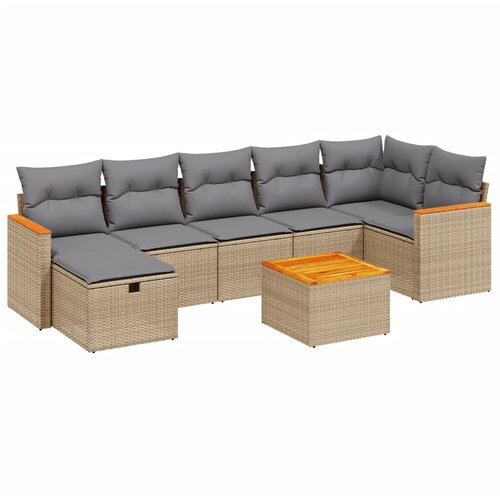  8-dijelni set vrtnih sofa s jastucima bež od poliratana Slike