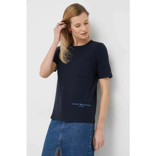 Tommy Hilfiger Kratka majica ženski, mornarsko modra barva