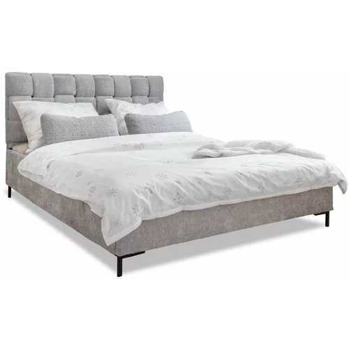 Miuform Svijetlo sivi tapecirani bračni krevet s podnicom 160x200 cm Eve –