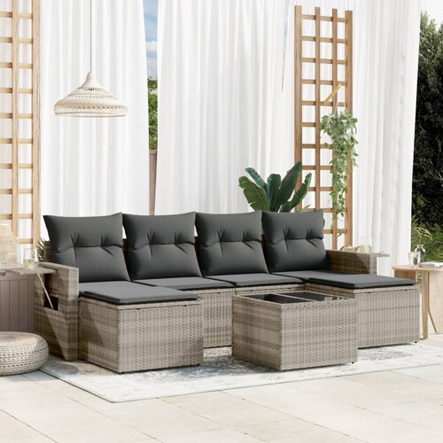 VidaXL 7-dijelni set vrtnih sofa svjetlosivi od poliratana Slike