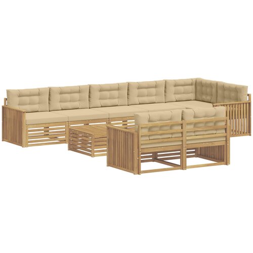  Set vanjskih sofa 9 kom. Bijela i bež Poliester Smeđa 79 x 79 x 37 cm Slike