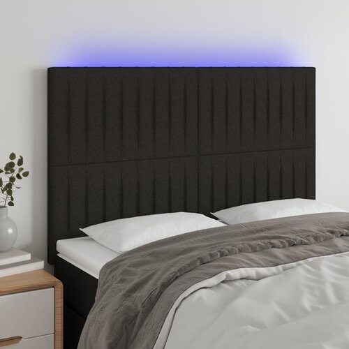  LED uzglavlje crno 144x5x118/128 cm od tkanine Cene