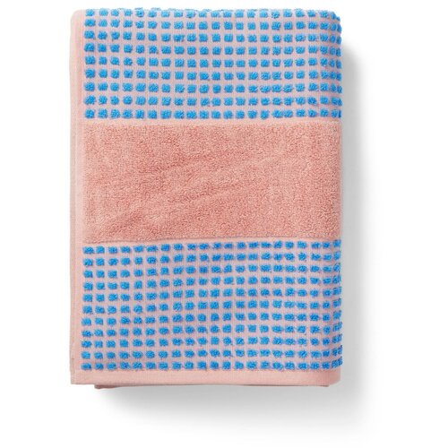 JUNA Modra/rožnata frotirna brisača iz organskega bombaža 50x100 cm Check &ndash; Cene