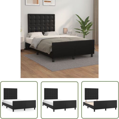 The Living Store Posteljni okvir z vzglavjem črn 120x200 cm umetno usnje - Posteljni Okvir Z Vzglavjem, (21737351) Cene