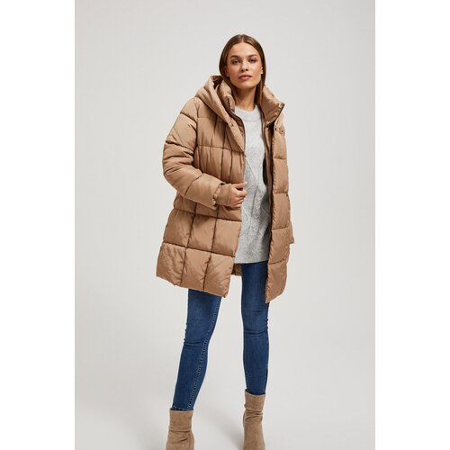 Marisse Quilted Jacket With Hood, Dark Beige Slike