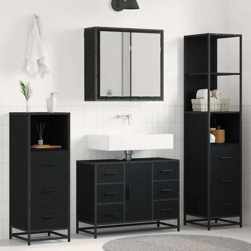 vidaXL set namještaja za kupaonicu 3 pcs crni hrast 80 x 33 x 60 cm Cene