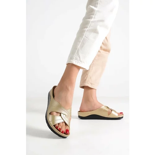 Capone Outfitters Mules - Gold - Flat