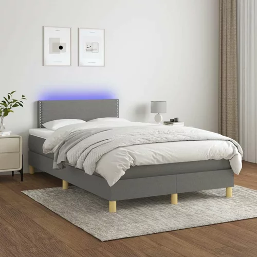  Box spring postelja z vzmetnico LED temno siva 120x200 cm blago, (20726971)