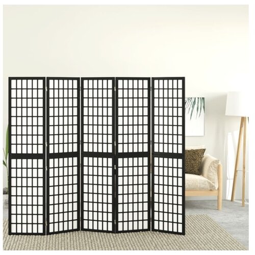  Sklopiva sobna pregrada 5 panela japanski stil 200x170 cm crna Cijene