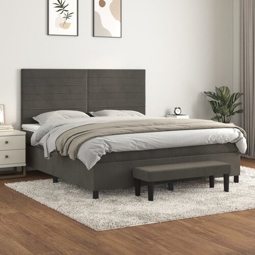  The Living Store Box spring postelja z vzmetnico temno siva 180x200 cm žamet - Box Spring Postelja, (21448641) Slike