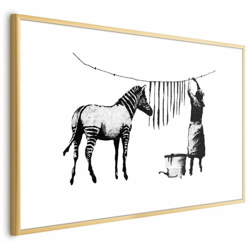  Plakat - Banksy: Zebra Washing 60x40 Zlatni okvir s margom Cene