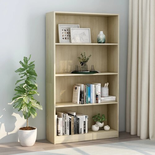 The Living Store Knjižna omara 4-nadstropna sonoma hrast 80x24x142 cm iverna pl. - Knjižna Omarica, (21436996) Slike