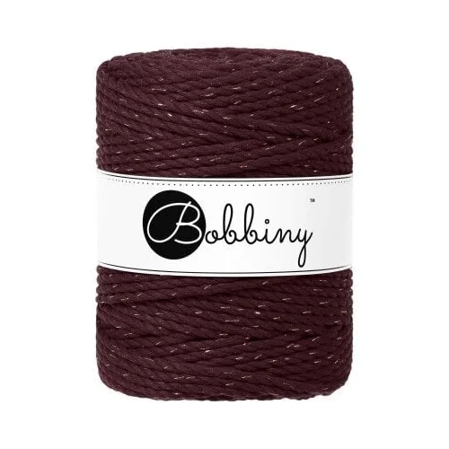 Bobbiny 3PLY Macrame Rope 5 mm 100 m Golden Burgundy Konac