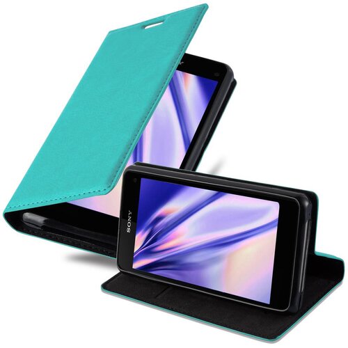 Cadorabo Sony Xperia Z1 COMPACT v bencinsko turkizna - Za&scaron;čitni ovitek z magnetnim zapiranjem, stoječo funkcijo in režo za kartice, (20549828) Cene