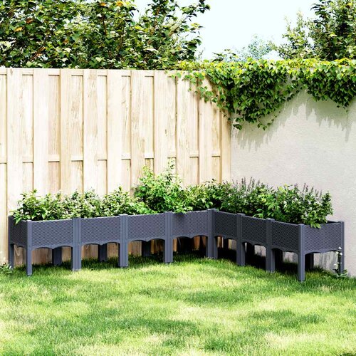 VidaXL Vrtna sadilica s nogama plava siva 200 x 160 x 42 cm PP Slike