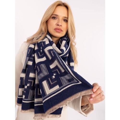 Wool Fashion Italia Scarf-AT-SZ-23158.32-white-navy blue Slike