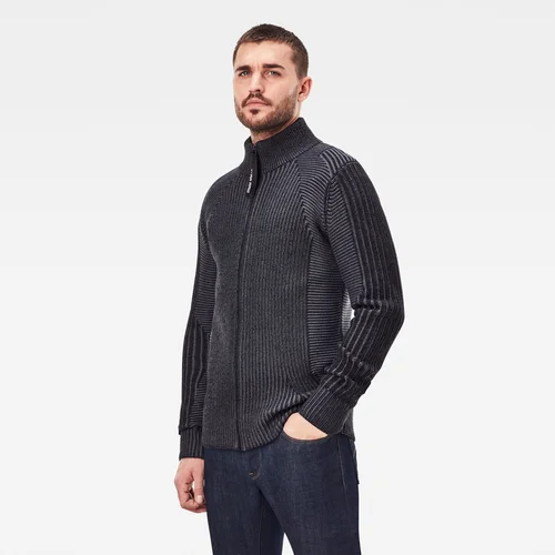 G-star Sweater - Plated 3D Biker Zipper Through Knit L - Grey