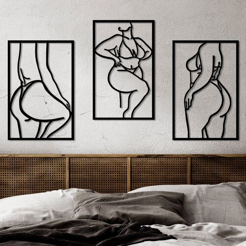 Wallity Zidna dekoracija Body Positive Line, 47 x 70 cm, Crna Cene