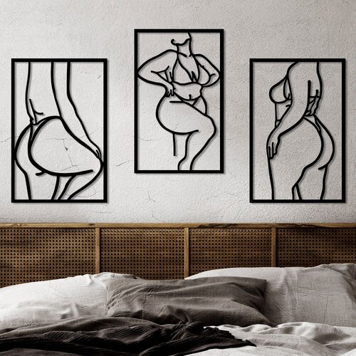 Wallity Zidna dekoracija Body Positive Line, 47 x 70 cm, Crna Cijene