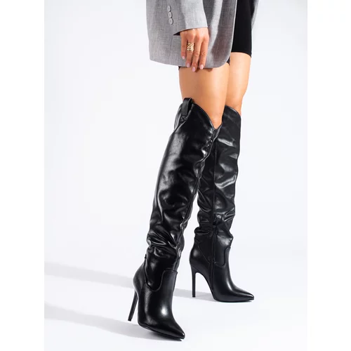 SHELOVET Women's black high-heeled boots