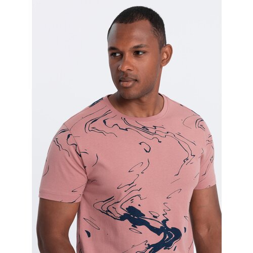Ombre Men&amp;#039;s cotton T-shirt with esy-flores - pink Slike