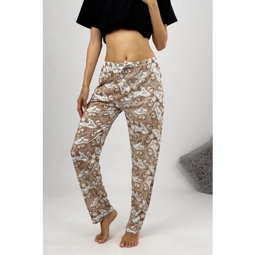 Dewberry 80156 Women Pyjama Bottom-BROWN-WHITE Cene