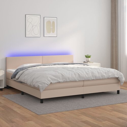  box spring madrac LED cappuccino 200x200cm umjetna koža Cene