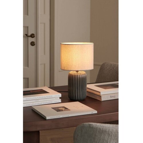 Ellos Home Siva/bež tekstilna namizna svetilka (vi&amp;scaron;ina 36 cm) Mizu &amp;ndash; Slike