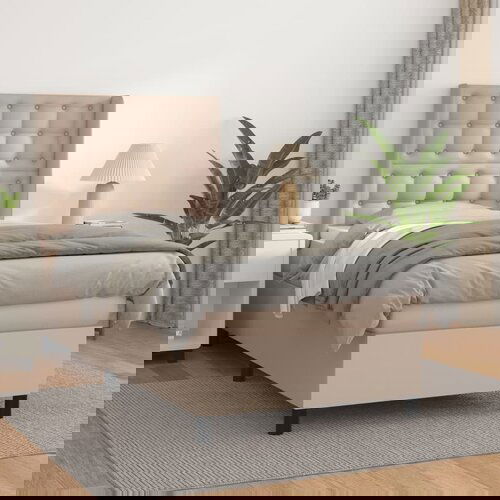  The Living Store Box spring postelja z vzmetnico kapučino 90x200 cm umetno usnje - Box Spring Postelja, (21496848) Slike