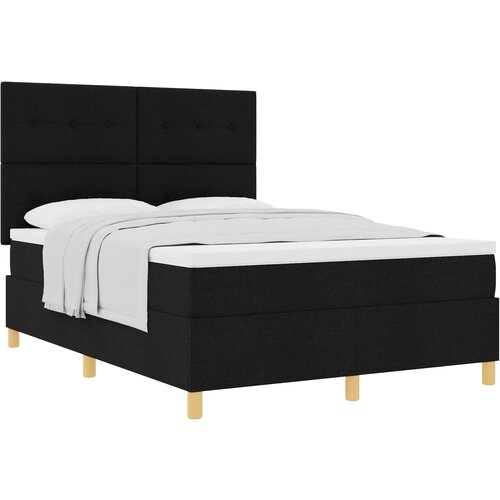 VidaXL Postelja s &amp;scaron;katlastim dnom z vzmetnico Črna 160x200 cm Tkanina, (22083138) Slike