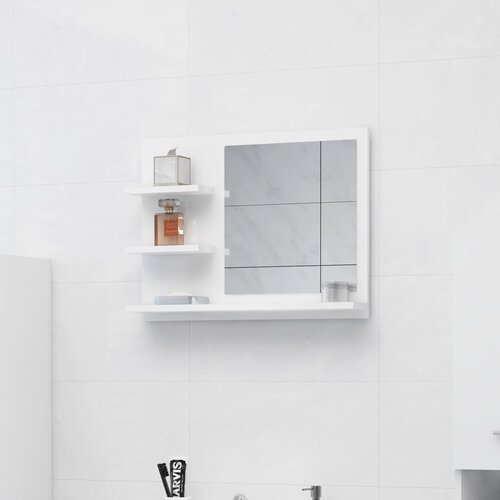 VidaXL Kupaonsko ogledalo visoki sjaj bijelo 60x10,5x45 cm od iverice Slike